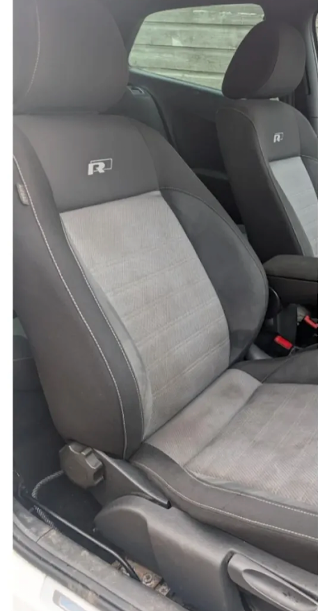 R sports seat after the outer bolster was restored